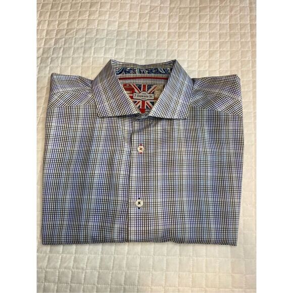 Size 7= XL 7 Downey St. check dress shirt, 100% cotton. Measurements provided. - Picture 2 of 12
